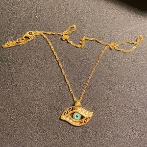 Evil eye gold necklace